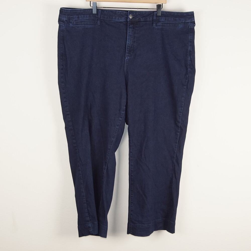 NYDJ Teresa Trouser High Waist Fit Dark Wash Blue Jeans Womens Sz 24W